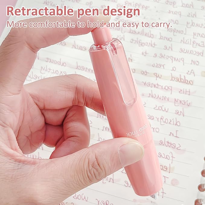 5 Pcs Retractable Pink Correction Tape,Refillable Press Type Correction Tape Pen,Pink Corrector Tapes With 5 Extra Refills Corrections Tapes Pen,for Men and Women Office Supplies Correctors Tapes