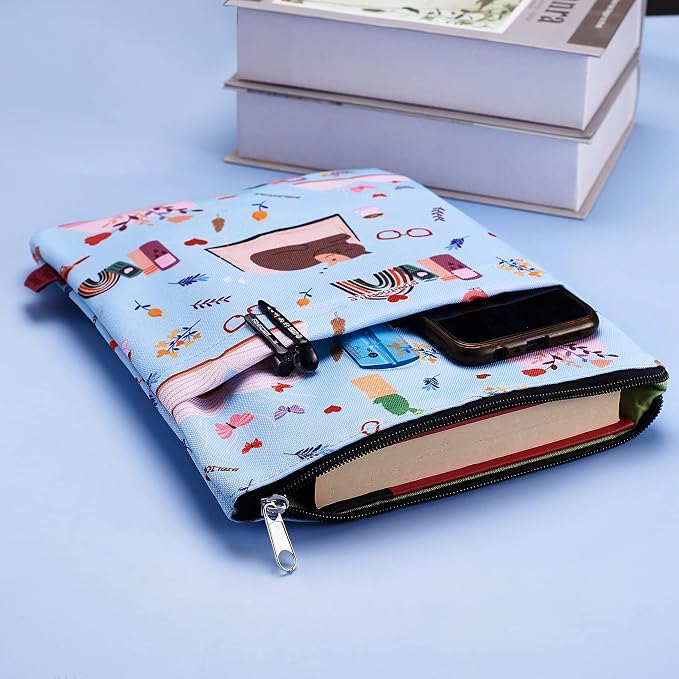 Book Sleeve for Book Lovers, Bookish Book Protector, Book Covers for Paperbacks, Washable Fabric, Book Sleeves with Zipper, Medium 11 Inch X 8.7 Inch
