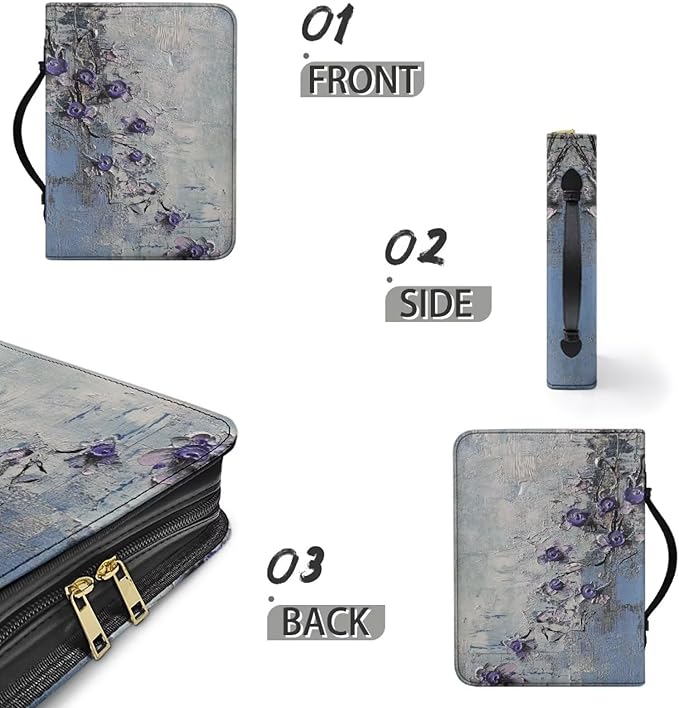 PU Bible Case, Bible Cover for Women,Small Bible Covers with Leather Bookmark (Set of 1), Bible Carrying Case,Art Painting