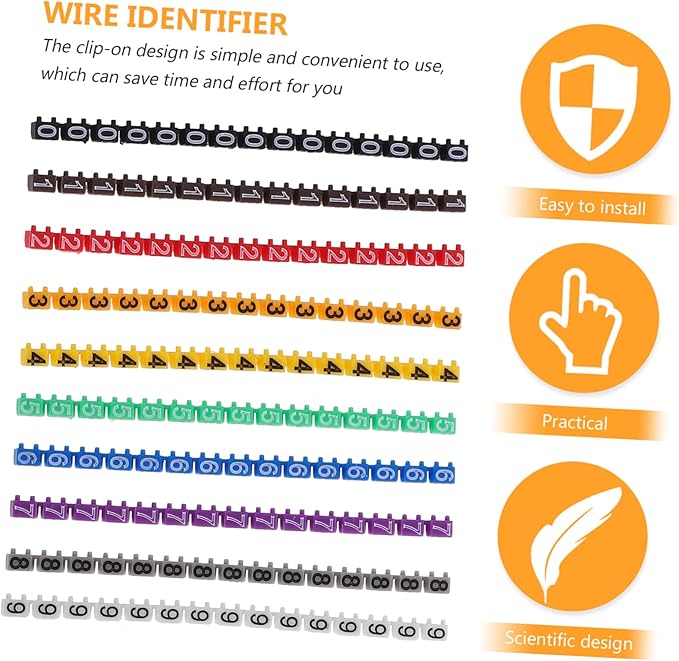 Angoily 150pcs Cable Identifier Self-Adhesive Digital Number Tube Wire Marker Labels Easy to Use for Cord Cable Marking