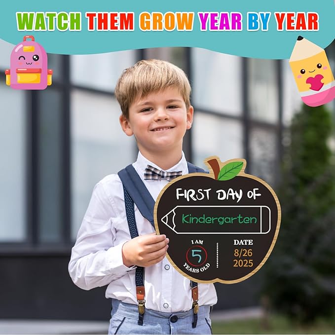 First and Last Day of School Chalkboard 9.8" Double Sided Reusable Back to School Sign for Kids Girls Boys Preschool Pre-K Kindergarten 1st Grade Photo Props 1st Day of Schools Board Gifts