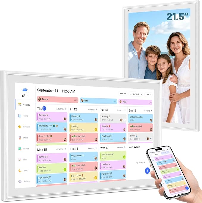 Digital Calendar, 21.5 Inch Smart Wall Calendar & 2026 Planner & Chore Chart, Gifts for Women Men, Gifts for Mom Dad, Touchscreen Interactive Display, Wall Mount