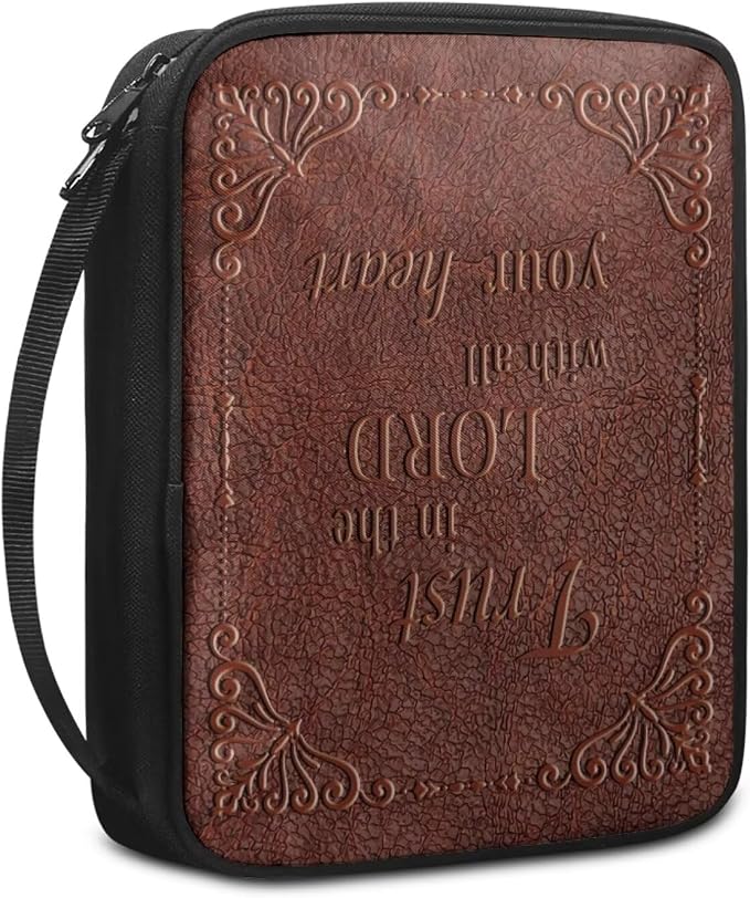 Trust in the Lord Print Bible Cover for Women Men with Handle Portable Book Carrying Cases Church Bag
