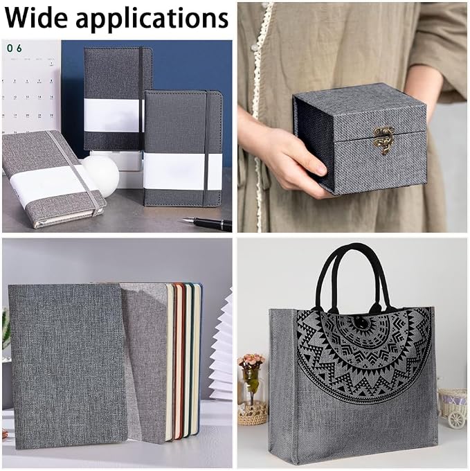CRASPIRE 51 x 11.8 Inch Grey Book Cloth Book Binding Cover Fabric Surface Paper Backed A4 to A8 Linen Polyester Woven Bookcover for Books Album Scrapbooking Archival DIY Covering Bookbinding Protector