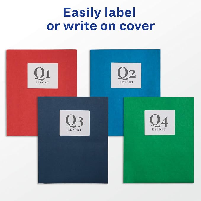 Avery Two Pocket Folders, Holds up to 40 Sheets, Business Card Slot, 25 Red Folders (47989)