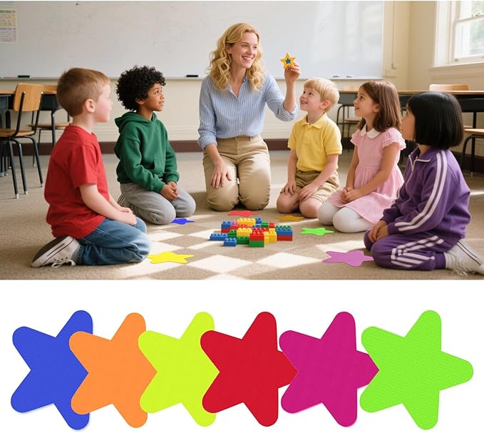 36pcs Spot Markers Carpet Markers for Classroom Preschool Classroom Must Haves Floor Dots for Teacher Supplies (Star, 4")