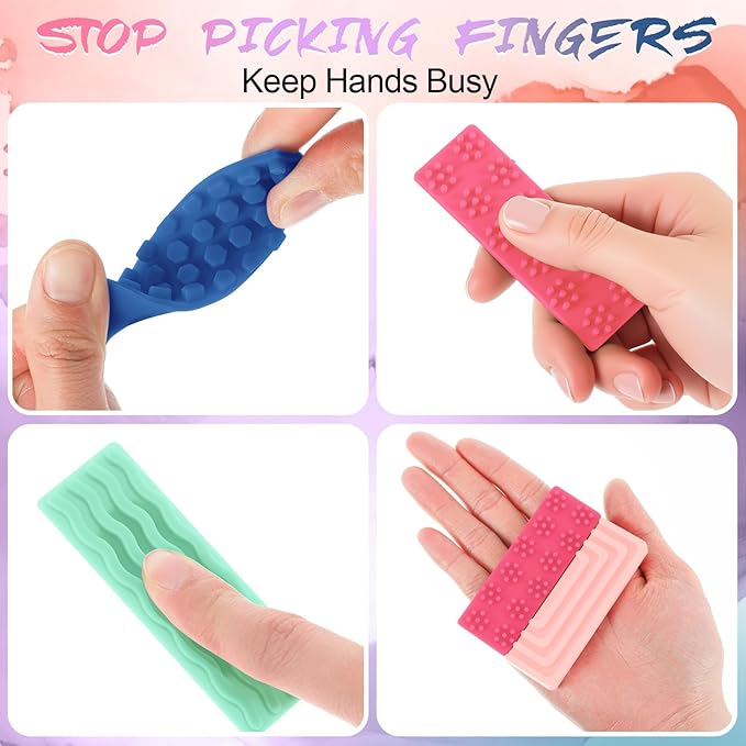 Ireer 6 Pcs Textured Sensory Stickers Silicone Calm Stickers Thick Sensory Strips Different Textures Mental Health Desk Fidget Decals for Anxiety Relief, Autism, ADHD Desk Gift