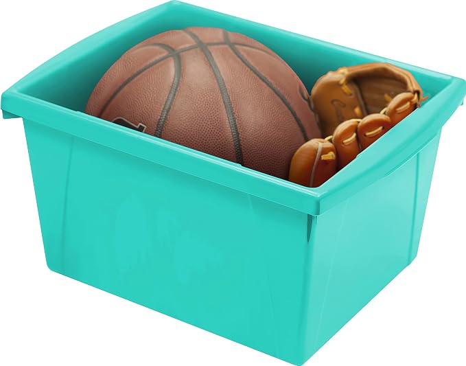 Storex 4 Gallon Storage Bin – Plastic Classroom Organizer for Books and Supplies, Teal, 6-Pack (61477C06C)