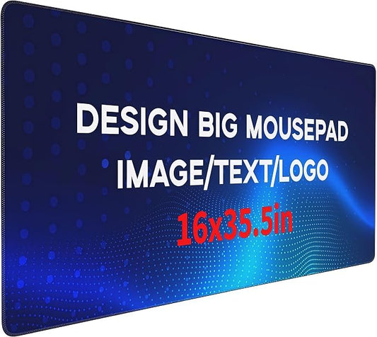 Custom 16" X 35.5" Playmat with Photo Logo Text, Personalized Big Mouse Pad, Mouse Pad Custom for Desk, Gift for Men Dad Boyfriend Husband on Birthday Christmas Anniverary