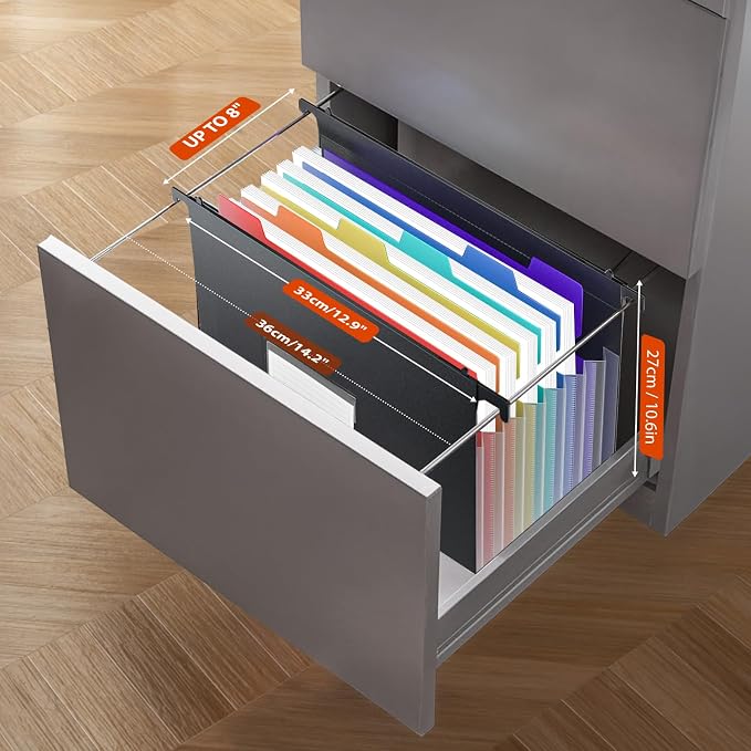 7 Pockets Expanding Hanging File Folders with Elastic Rope, Filing Cabinet Organizer with 1.2" Expansion, Drawer Folders Inserts with Tabs, Portable Dividers for Home Office School, A4 Size 3 Pack