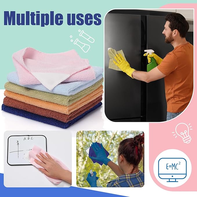 Fanfanwin 6 Pack Magnetic Microfiber Cleaning Cloth, Colorful Whiteboard Dry Erase, Magnetism Whiteboard Eraser for Blackboards Classroom Chalkboards Washable Home Office 10'' x 10''(Morandi Color)