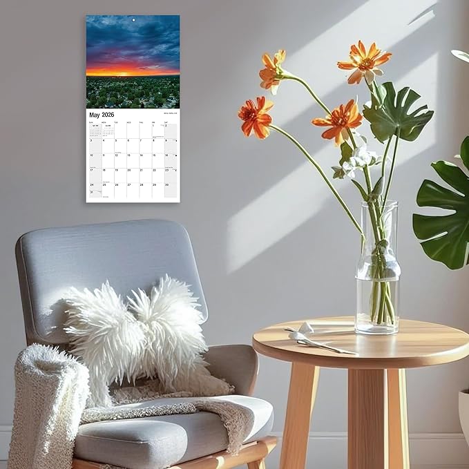 Wall Calendar 2026 Planner Calendar - Sunset Hangable Monthly Wall Calendar with Large Blocks for Organizing & Planning, Academic Schedule, Home, Office & family, Thick & Sturdy Paper (12"x24" Open)