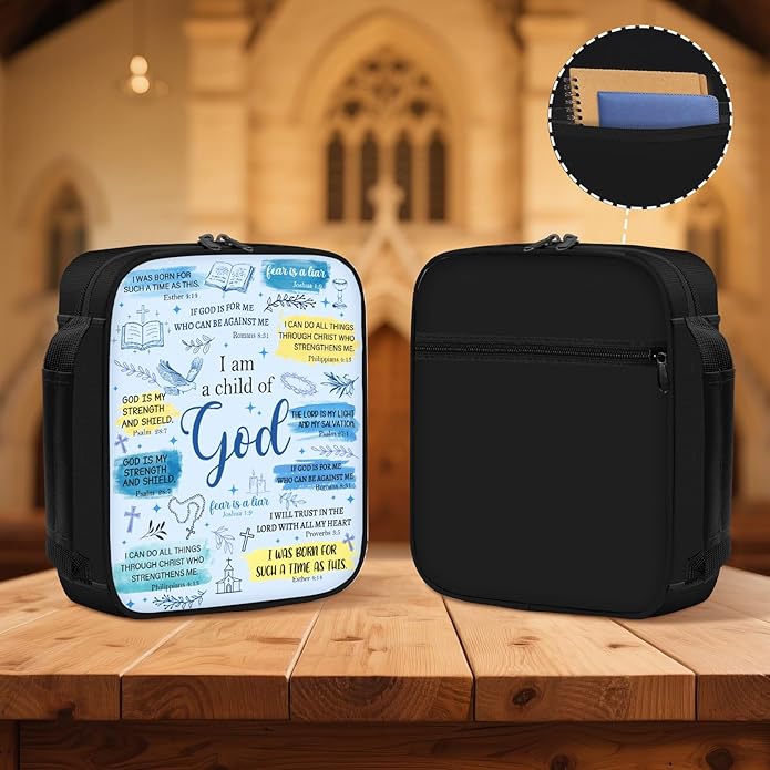 Bible Cover for Women, Bible Holder, Bible Cover With Handles, Bible Carrying Case, Bible Bags With Zipper and Pockets