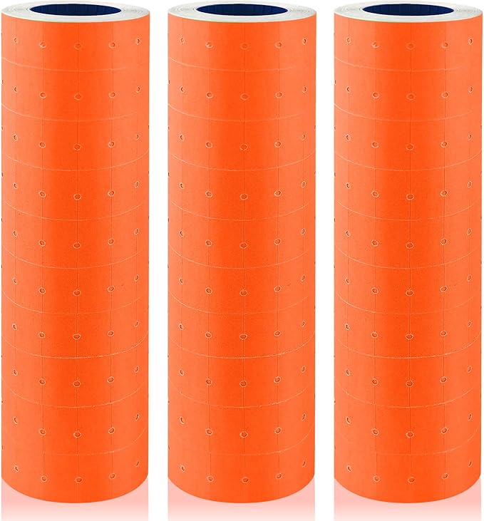 30 Rolls 15000 Price Gun Labels for Mx-5500 White Price Marker Stickers, Super Sticky Label Paper Tag Labels (Orange)