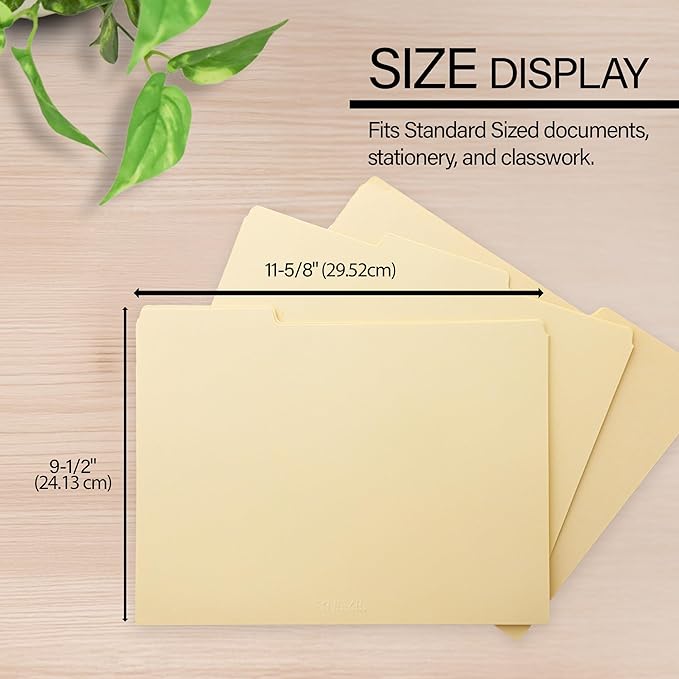 BAZIC Products Manila File Folders, 1/3-Cut Letter Size with Left, Right, and Center Tab Positions, Ideal for Organizing and Filing Documents, 12/Pack, 4-Pack