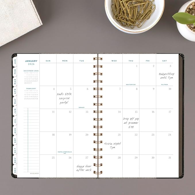 AT-A-GLANCE 2025 Planner, Weekly & Monthly, 5-1/2" x 8-1/2", Small, Signature, Black (YP2000525)