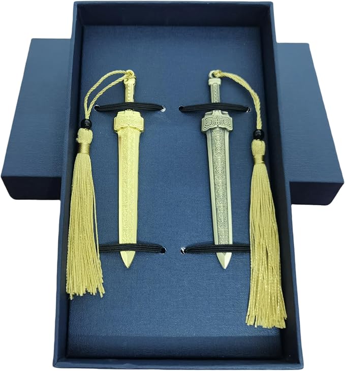 Sword Bookmark, Metal Bookmark, Bookmarks with Tassels, Your Reading Assistants, Classroom Prizes, Men Bookmarks, Office School Library Bookstore Home (Gold+Bronze)