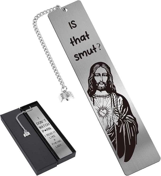 Is That Smut Bookmark - Funny Jesus Bookmark I Dont Watch Porn I Read It Like Lady Spicy Personalized Metal Book Marks Book Pendant Christian Religious Gifts for Adults Men Readers Bookish