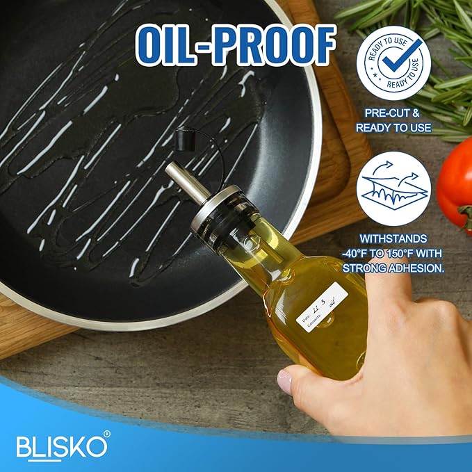 BLISKO 1000 Pcs Freezer Labels, 2 Rolls, 1x3 Inch Food Labels Stickers with Pre-Printed Date & Contents, Food Storage Labels, Waterproof, No Residue for Meal Prep, Food Containers, Jars, Bags