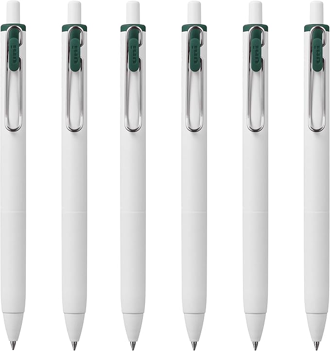 Uni-Ball one Retractable Gel Pens, Medium Point (0.7mm),Gyokuro Ink, 6 Pens