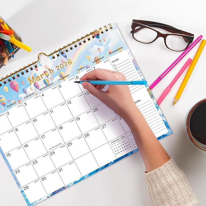 2026-2027 Wall Calendar - Includes January 2026 to June 2027, 18-Month Paper Wall Calendar 11 x 8.5 Inches.Thick Paper with Julian Dates and Block for New Year and Christmas Holidays To-dos ＆ Notes (G)