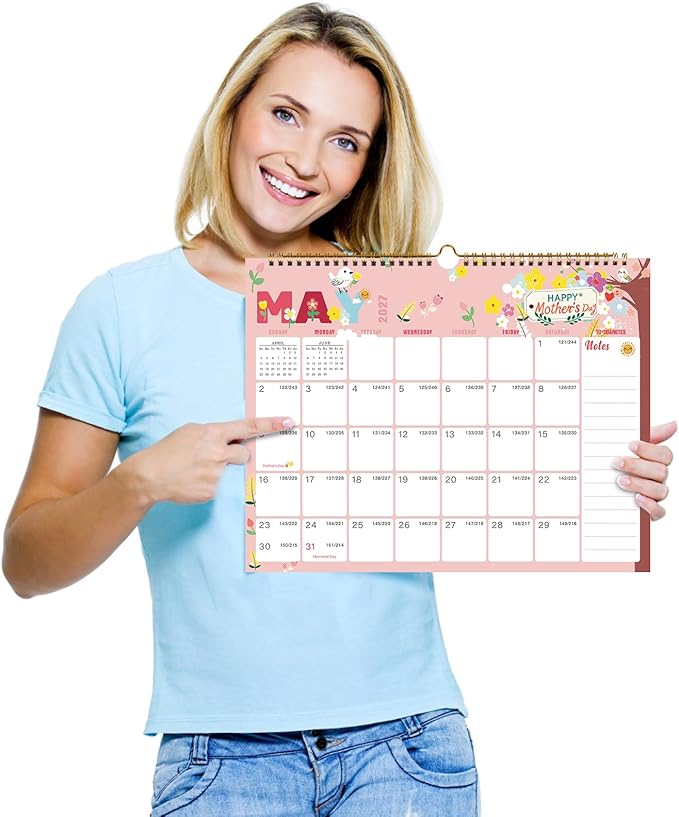 Lbylyhxc Calendar 2027 - 18 Monthly Wall Calendar 2026-2027 from July 2026 to December 2027, 14.8 x 11.5 Inches.Thick Paper includes major holidays and dedicated space for notes and important dates (Calendar 2026-2027 festivals)