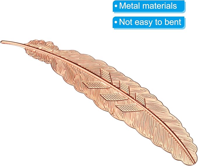 PATIKIL Metal Feather Bookmarks, 6 Pack Book Marks Page Markers Birthday Appreciation Gift for Women Teacher Reader Book Lovers, Rose Gold