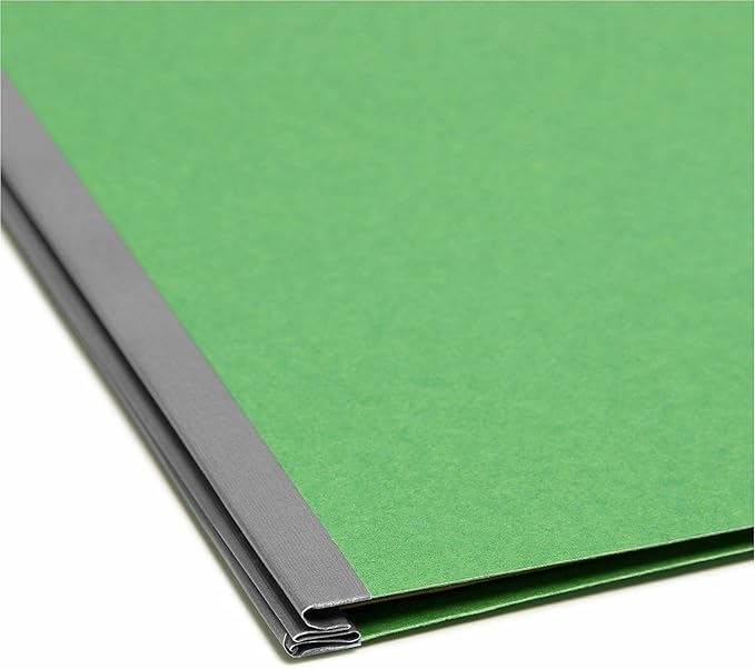 Smead Pressboard Classification File Folder with SafeSHIELD Fasteners, 1 Divider, 2" Expansion, Letter Size, Green, 10 per Box (13733) (Pack of 1)