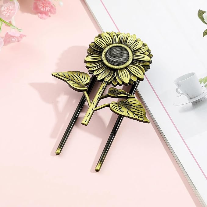 Bookmark,Sunflower Metal Book Clip, Journal Clip, Book Page Holder Clip,Vintage Book Clips, Hold Journal Open While Writing and Free Your Hands, Gifts for Book Lovers, Readers, Writers (Sunflower)