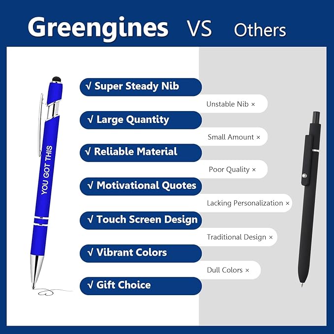 10 Pcs Inspirational Pens - Motivational Ballpoint Ink Pens Bulk with Stylus Tip quotes Gifts for School Coworkers Office Supplies Black Ink