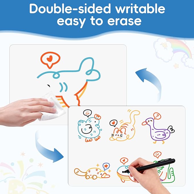 10 Packs of Small Whiteboards, Double-Sided Dry-Erase Blank Boards (Writable & Erasable) for Office, Home, Classroom, Math & Drawing (12” x 8”)