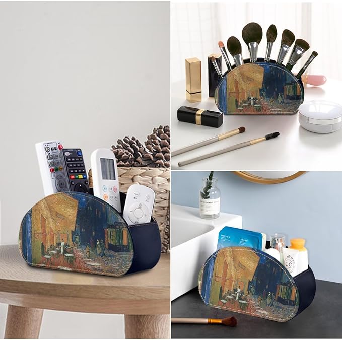 Night Cafe Oil Painting Office Desk Organizers with 5 Compartments, Remote Control Holder Desktop/TV Stand/Nightstand Remote Caddy,for Glasses/Cosmetic Brushs/Pens