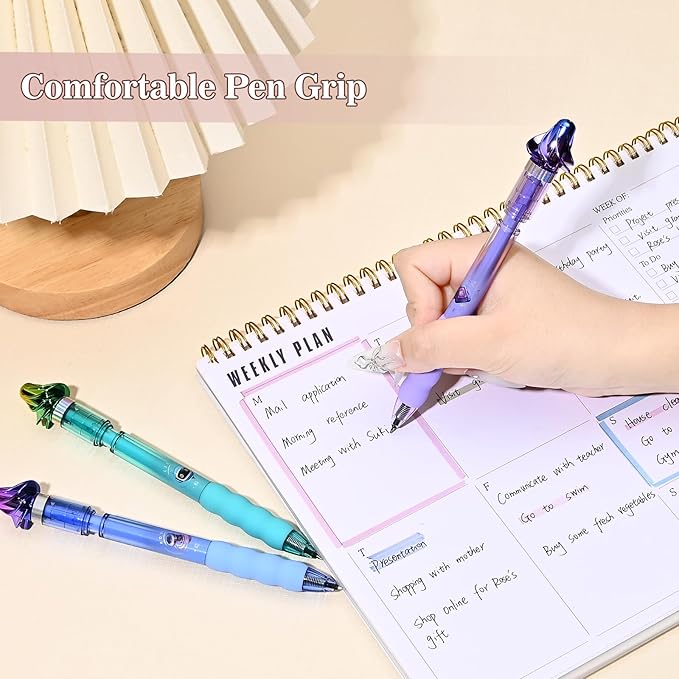 BAYTORY 3Pcs Retractable Black Gel Pen, Quick Dry Aesthetic Pens, 0.5mm Fine Point Rolling Ball Pen, Smooth Writing with Comfortable Grip, for Journaling Note Taking Supplies (Cyclone)