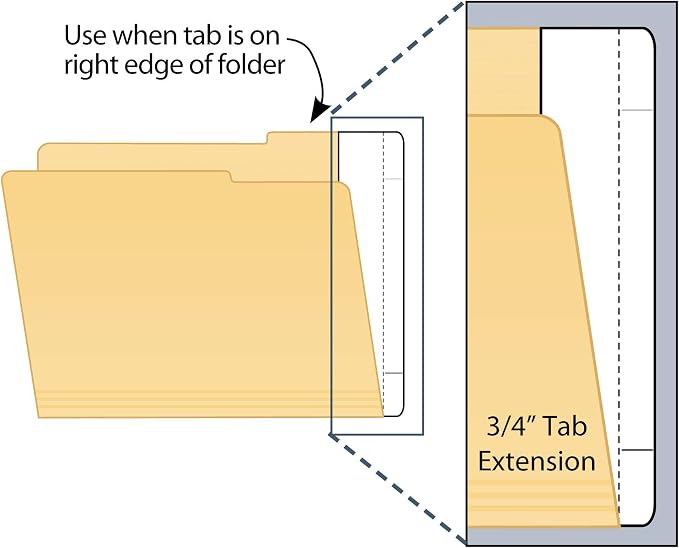 tabbies Extenda-Folder Strips, Convert Top Tab Cut Folders into end tab File folders, White, 3/4" Tab Extension, Full End-Tab,100/Box (55994), 2”w x 9-1/2”h