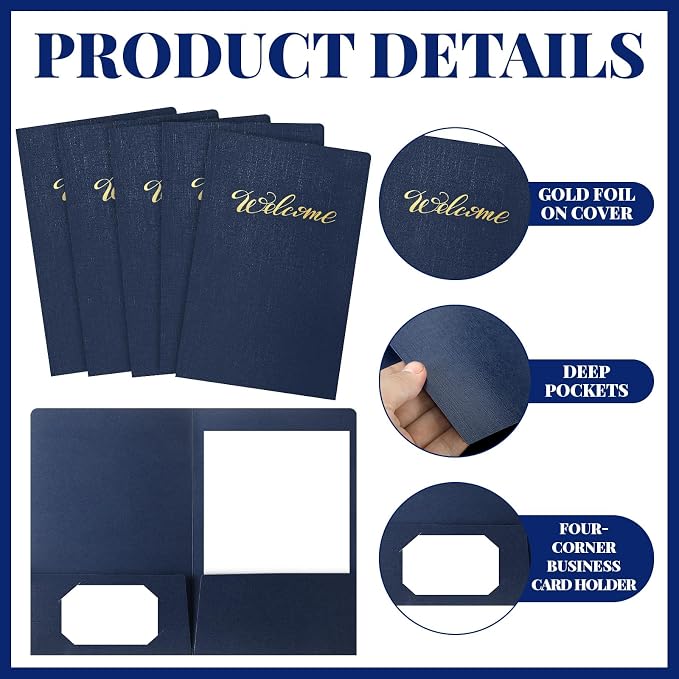 Affrolling 25 Pack 6 x 9 Inch Welcome Pocket Folders Church Visitor Welcome Folder Presentation Folder Employee File Folders for Weddings, Party, Conference, Seminars, Bar Mitzvah
