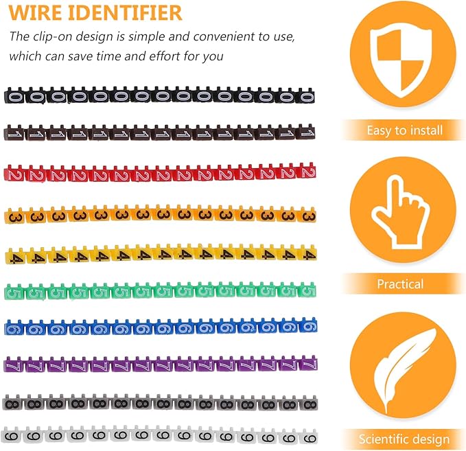 jojofuny 150pcs Cable Labels for Cord Identification Clip Cable Markers for Management Suitable for Bright Color Coding for Quick Identification