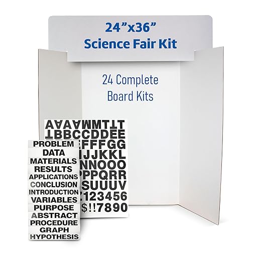 Flipside Products 36" x 48" Project Board Kit, 24 Pack, School Presentation Display Board and Supplies, Trifold Kits, Letters, Titles, Header Display, Presentation, All in One