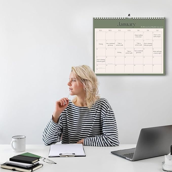 Aesthetic 2026-2027 Wall Calendar - 18 Monthly Calendar from January 2026 to June 2027, 13.7" x 11", Modern Horizontal Wall Hanging Calendar for Organizing & Planning