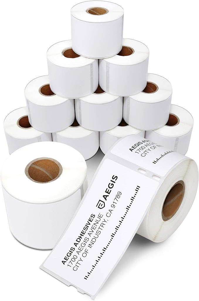 Aegis Adhesives - Replacement for DYMO 30323 (12 Rolls, 2640 Labels) 2 1/8" X 4" Direct Thermal Shipping Labels - Compatible with LabelWriter 450, 450 Turbo, 4XL Printers (NOT 550, 5XL)