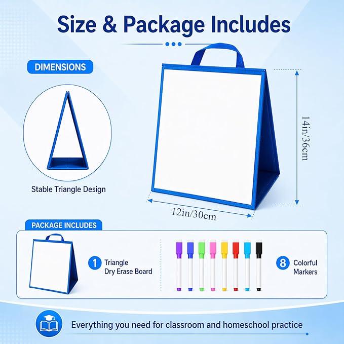 Tabletop Whiteboard Dry Erase Easel Foldable Portable Standing Whiteboard Dry Erase Board Magnetic for Teachers Office Teaching Supplies