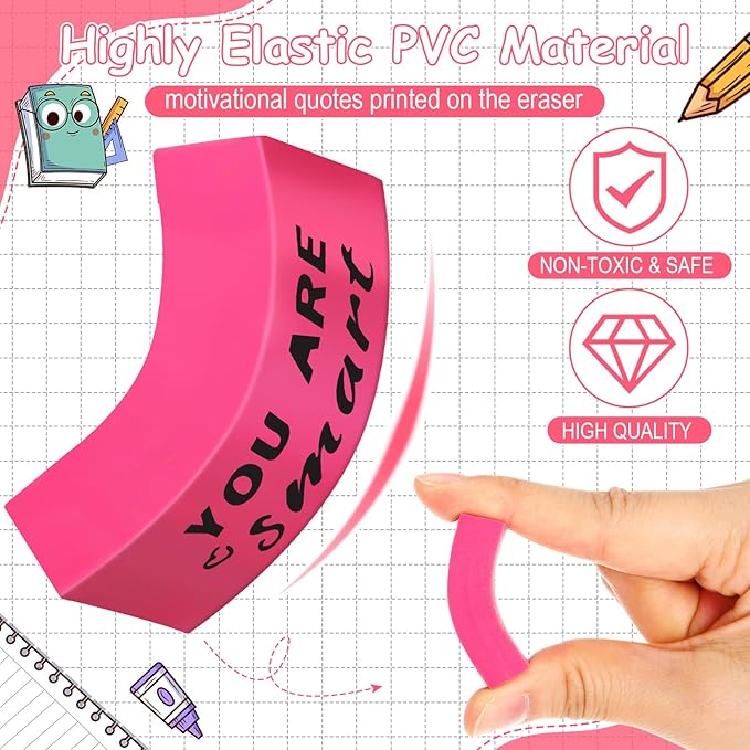 Resurhang 360 Pcs Inspirational Erasers Bulk for Kids Valentines Religious Party Favors Gifts Colorful Motivational Pencil Erasers, Back-to-School Gifts Motivational for Students Classrooms, Drawing