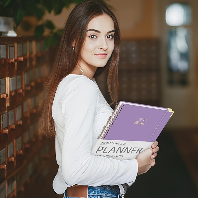 Academic Planner 2026-2027 (8.5" x 11") - Weekly & Monthly Planner (Jul. 2026 - Jun. 2027), Column View Calendar Organizers, Hardcover Agenda Book with Tabs for Office & School, Purple