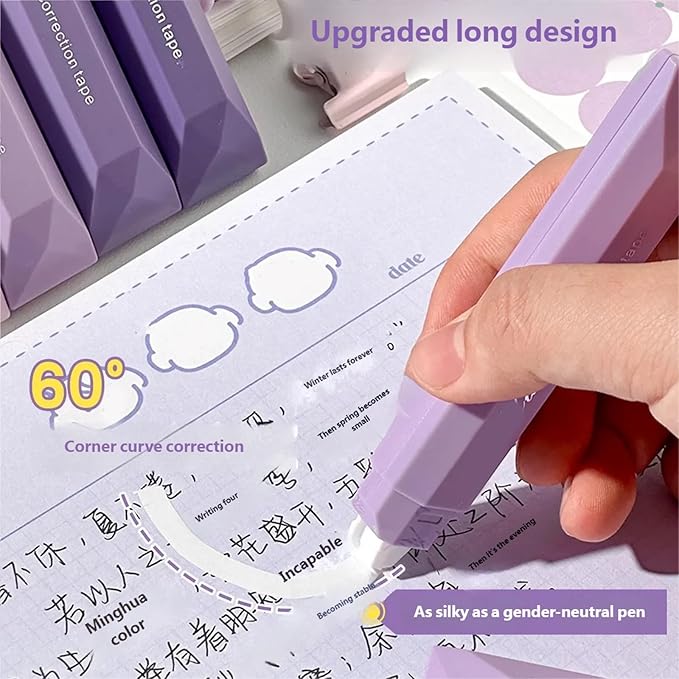 White Out Correction Tape, White Out Tapes, Correction Tapes with Lid, Tape RollerInstant CorrectionTapes, Cute CorrectionRollers Aesthetic Stationery for Students Stationery Supplies