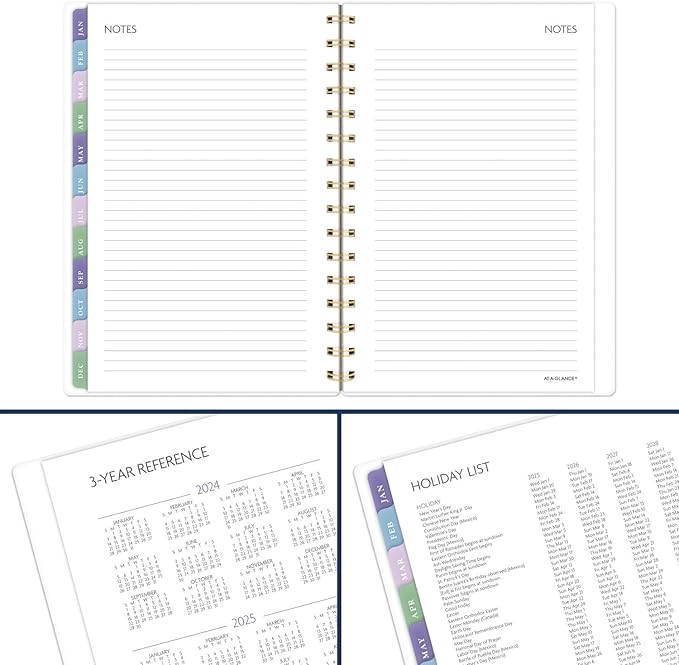 AT-A-GLANCE 2025 Planner, Weekly & Monthly, 5-1/2" x 8-1/2" Small, Badge, Floral (1722F-200-25)