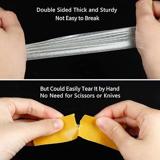 5Pack Double Sided Tape Heavy Duty, 2in x 66FT (330FT Total), Super Sticky Resistente Clear Tape, Universal High Tack Strong Wall Adhesive with Fiberglass Mesh,Easy Use Mounting Tape