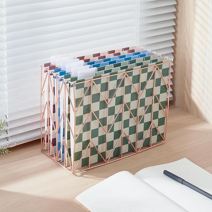Y YOMA 6 Pack Decorative Hanging File Folders Letter Size Checkerboard Hanging Folder Pretty File Folder Organizer for Filing Cabinet Office Home with 1/5-Cut Adjustable Tabs, Classic Color