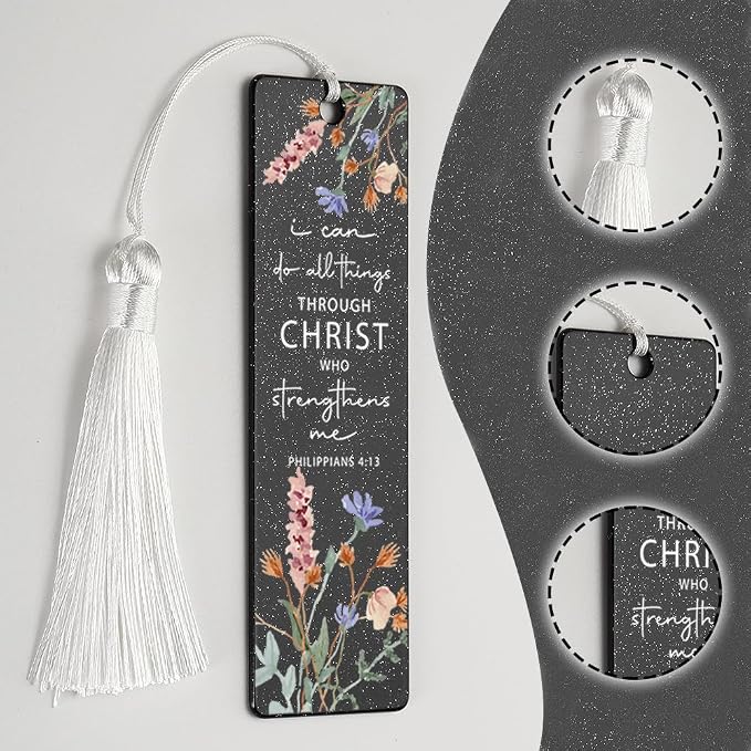 Christian Strength - Giving Bookmark, Inspirational Gift for Believers, Uplifting Gift for Spiritual Readers, Spiritual Bookish Present, Unique Floral & Scripture Design Bookmark, WCB64