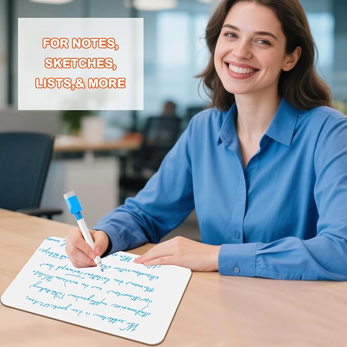 Small White Board Dry Erase Boards 9''x 12'', Mini Double Sided Portable Whiteboards with 3 Markers and 1 Eraser for Teachers Supplies Lapboards