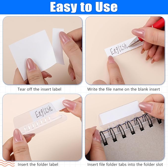 80 Set File Folder Tabs, Include 80 Pcs 3.15“Hanging File Folder Tabs 80 Pcs 2" Inserts Labels, Plastic File Folder Tab for Hanging Folders Files