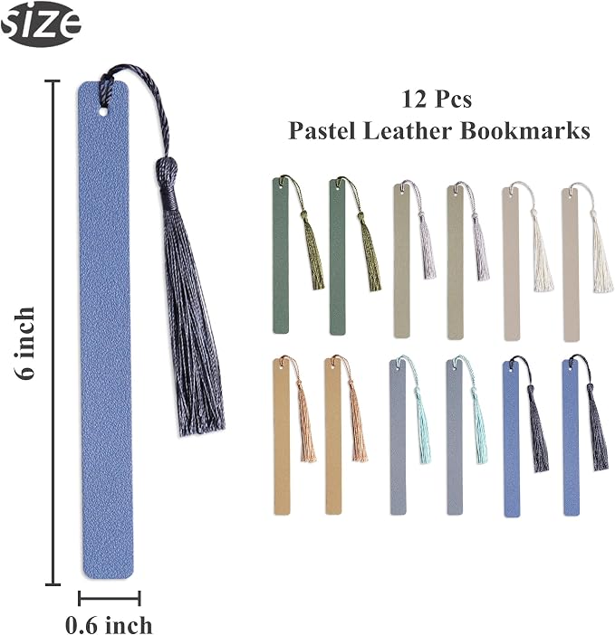12 Pcs Pastel Leather Bookmarks Colorful for Women Students Teachers Book Lovers Reading Supplies(12colors2)